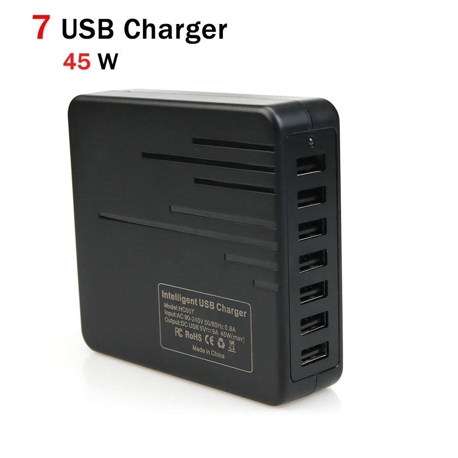 Быстрая интеллектуальная USB быстрая зарядка 2 0 адаптер 5V9A 45 Вт 7 портов дорожные