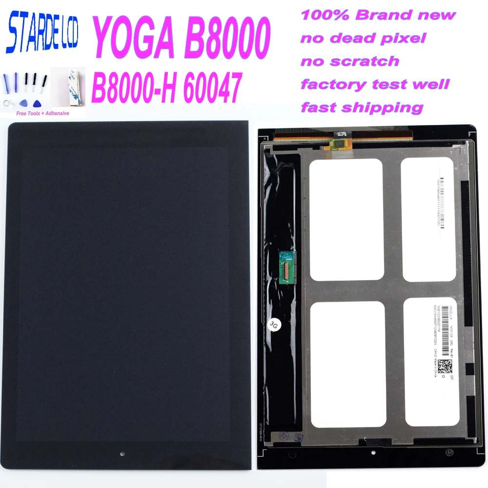 

Starde 10.1 LCD For Lenovo B8000 Yoga Tablet 10 60047 LCD Screen Matrix Display Touch Digitizer Sensor Full Assembly with Frame
