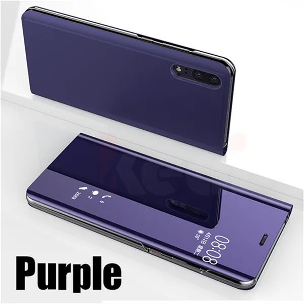 purple Модный умный откидной зеркальный чехол для телефона для iPhone 11 Pro MAX 7 8 6 6s Plus XS MAX XR X для samsung S8 S9 S10e Plus Note 8 9 10 Pro - Цвет: purple