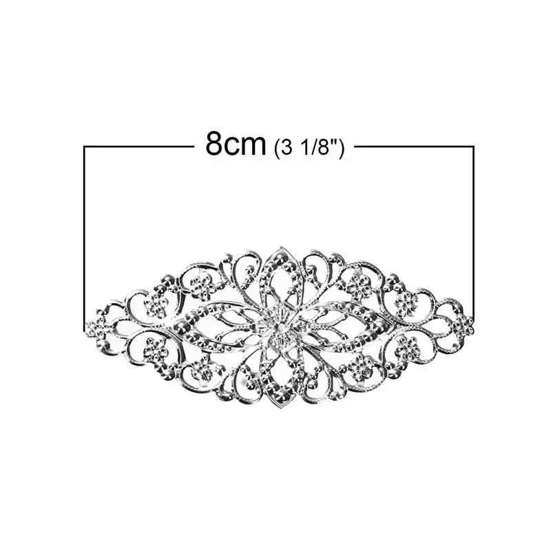 DoreenBeads сплав на железной основе украшения лист серебристый филигрань резная 80 мм