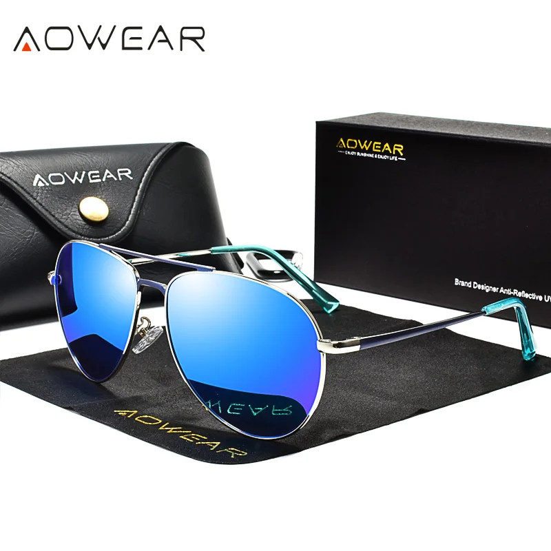 AOWEAR поляризационные солнцезащитные очки для женщин, брендовые, дизайнерские, поляризационные, солнцезащитные очки пилота для мужчин, унисекс, HD, для улицы, для вождения