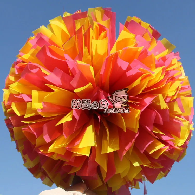 10pcs Cheerleading pom Plastic Pink and yellow Color mixing 1 000*3/4&quot wide streamers handle | Спорт и развлечения