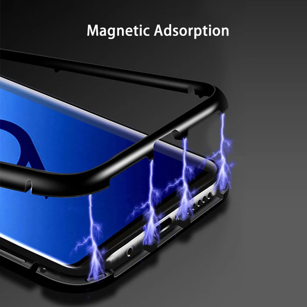 Metal Magnetic Adsorption Phone Cover For Samsung Galaxy S7 Edge S8 S9 S10 5G Plus Note 9 8 J4 J6 J8 A7 2018 C7 Glass Cases | Мобильные