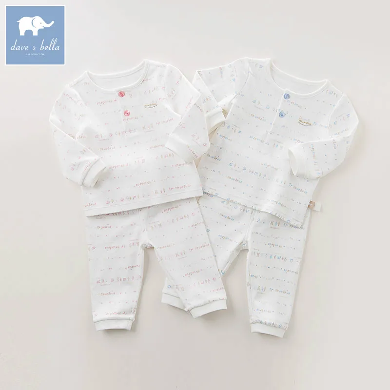 DB6062 dave bella осенняя одежда для сна малышей пижамы пижама из 100% хлопка с принтом
