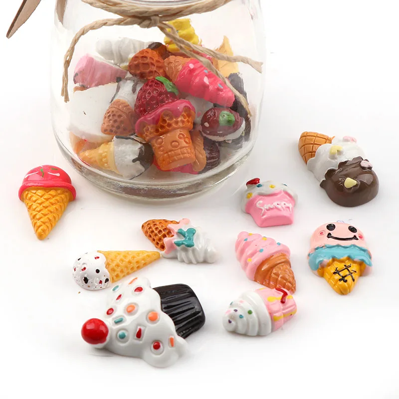 Смешанный стиль 30 шт Смола мороженое Кабошон с плоской задней поверхностью для