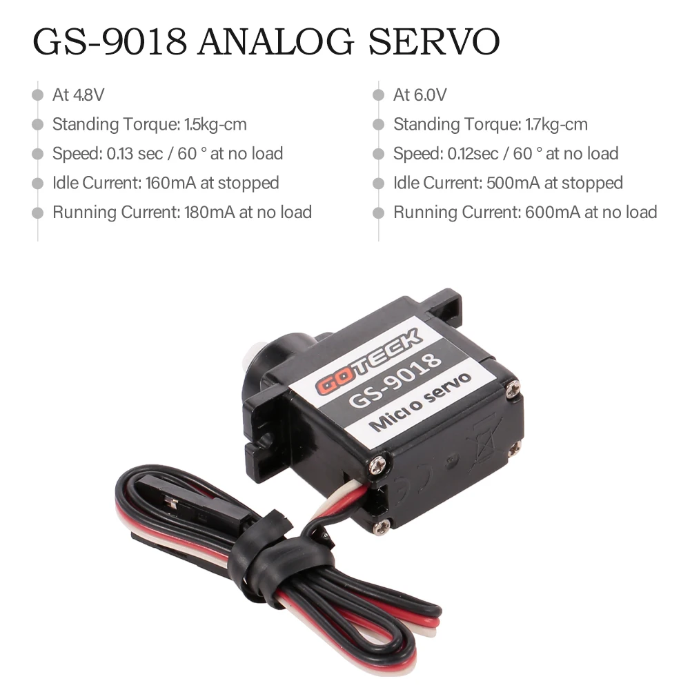GOTECK GS-9018 микро Аналоговый сервопривод 1 7 кг 0.12Sec 500mA на остановке 600mA без нагрузки
