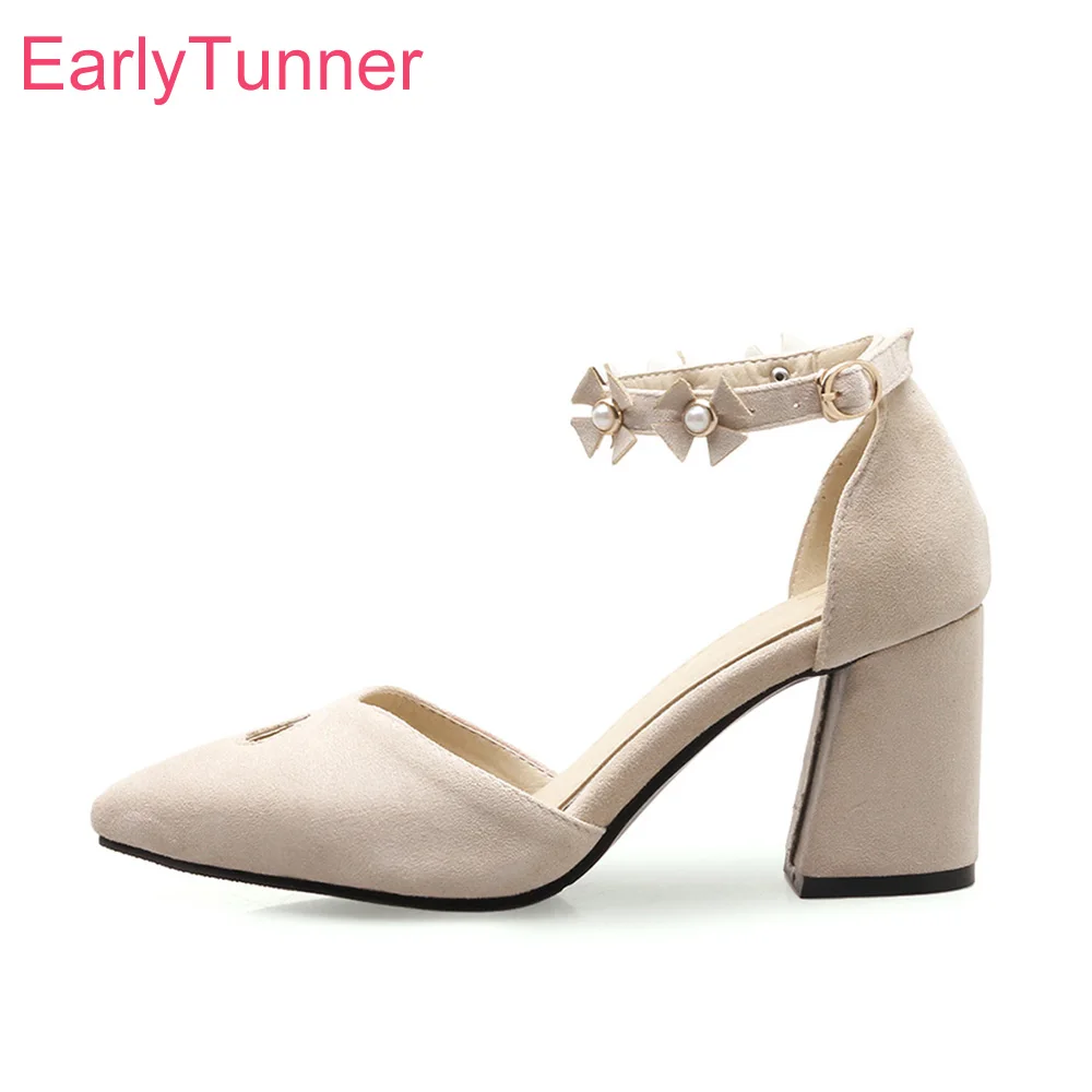 

Brand New Hot Fashion Apricot Black Women Dress Sandals Square High Heels Ladies Office Shoes EBS1 Plus Big Size 10 32 43 46