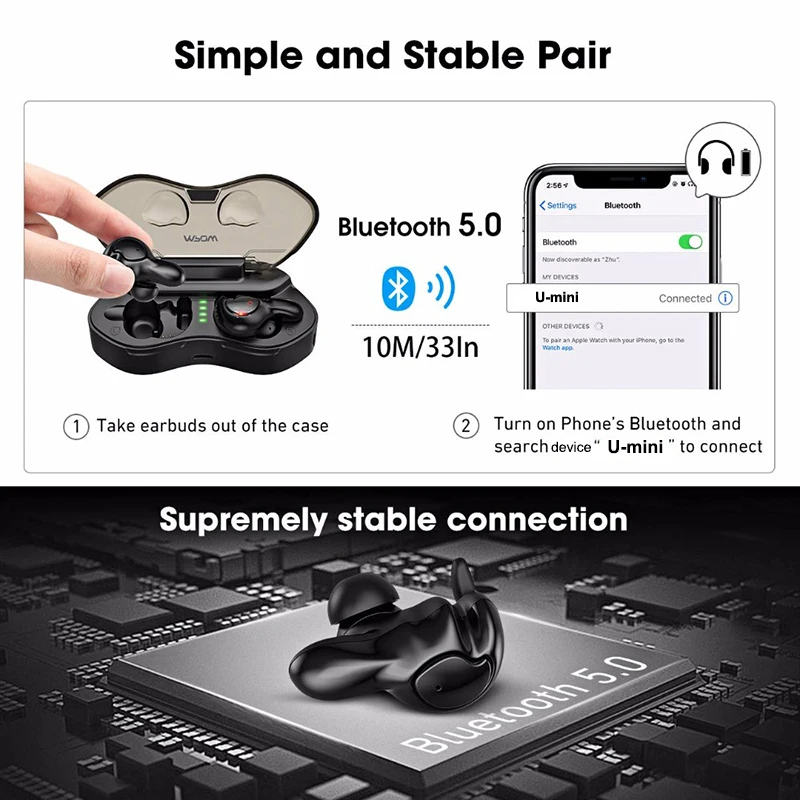 Стерео наушники беспроводные Bluetooth наушники сенсорные мини спортивные Игровые наушники с микрофоном для мобильного телефона уф стерилизация tws наушники