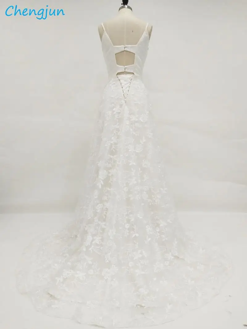 Белое Кружевное сексуальное свадебное платье Chengjun с V-образным вырезом | Свадьбы