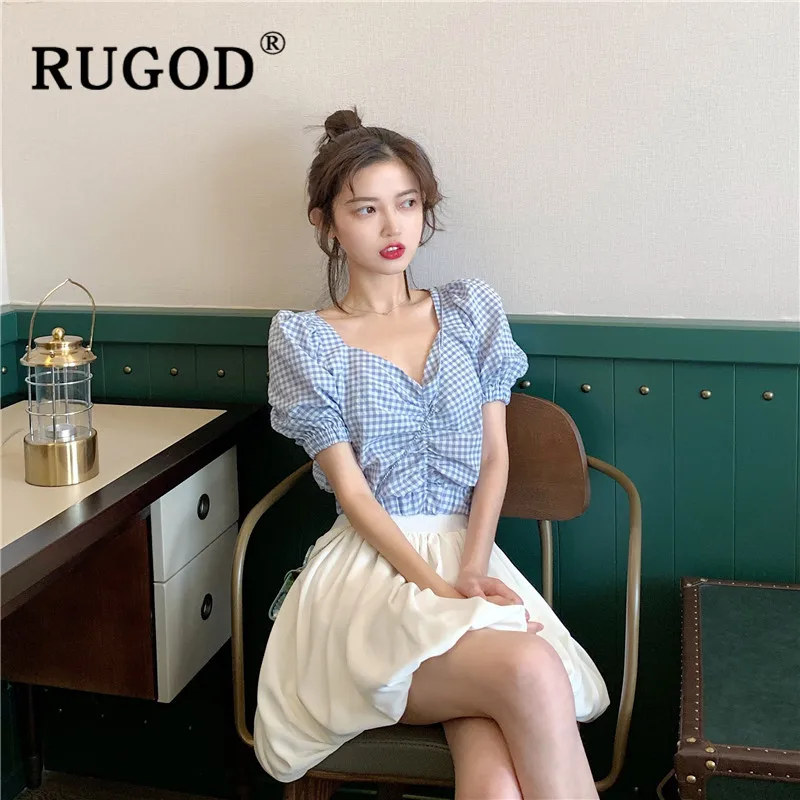 RUGOD Корейская шикарная женская блузка с пышными рукавами модные тонкие женские