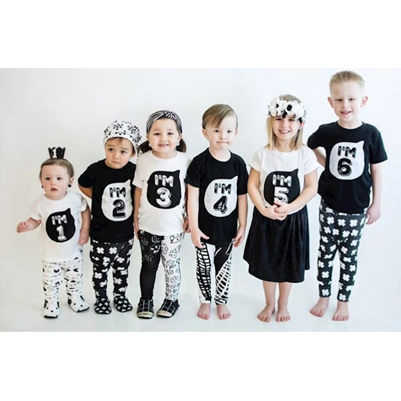 MYUDI/Детская Хлопковая футболка детские белые и черные топы для детей 1 2 3 4 5 6 лет