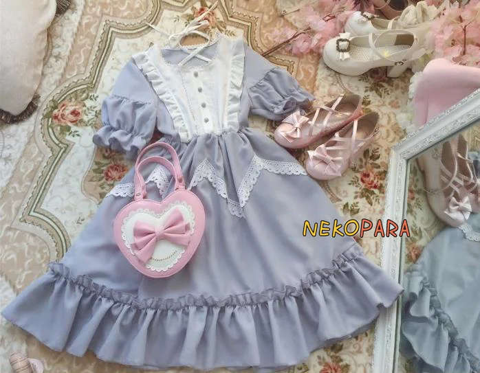 Милое женское платье Alice In Wondeland в стиле &quotЛолита&quot цельнокроеное кружевное с