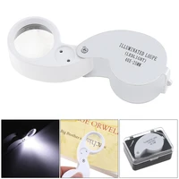 aluminum alloy jewelry diamond eye loupe 40x acrylic optical lens magnifier portable foldable magnifying glass with led light