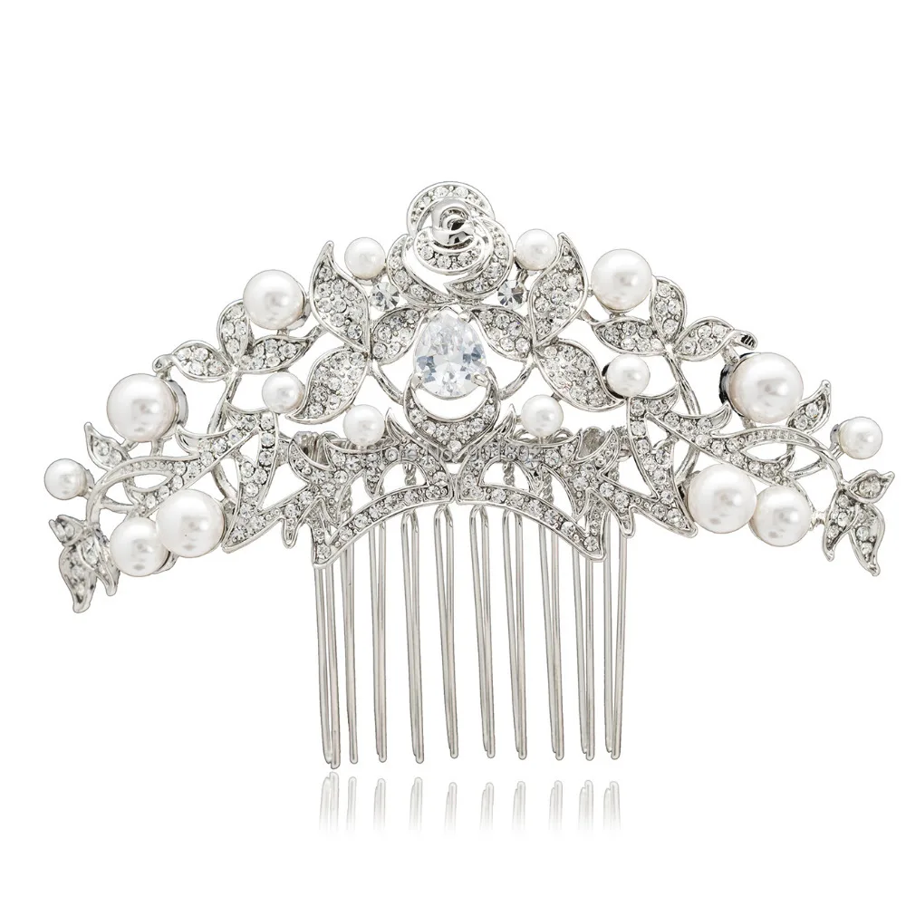 Модные жемчужные стразы кристаллы свадебная расческа для волос головной убор