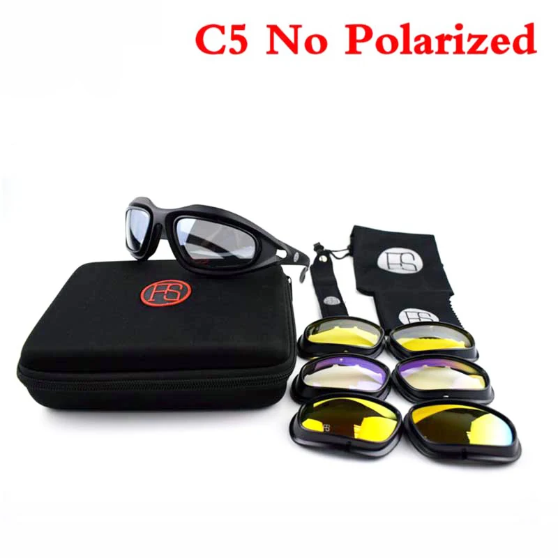 No Polarized Новые C5 Поляризованные спортивные солнцезащитные очки с защитой от уф400 лучей, тактические охотничьи очки для пешего туризма и альпинизма - Цвет: No Polarized
