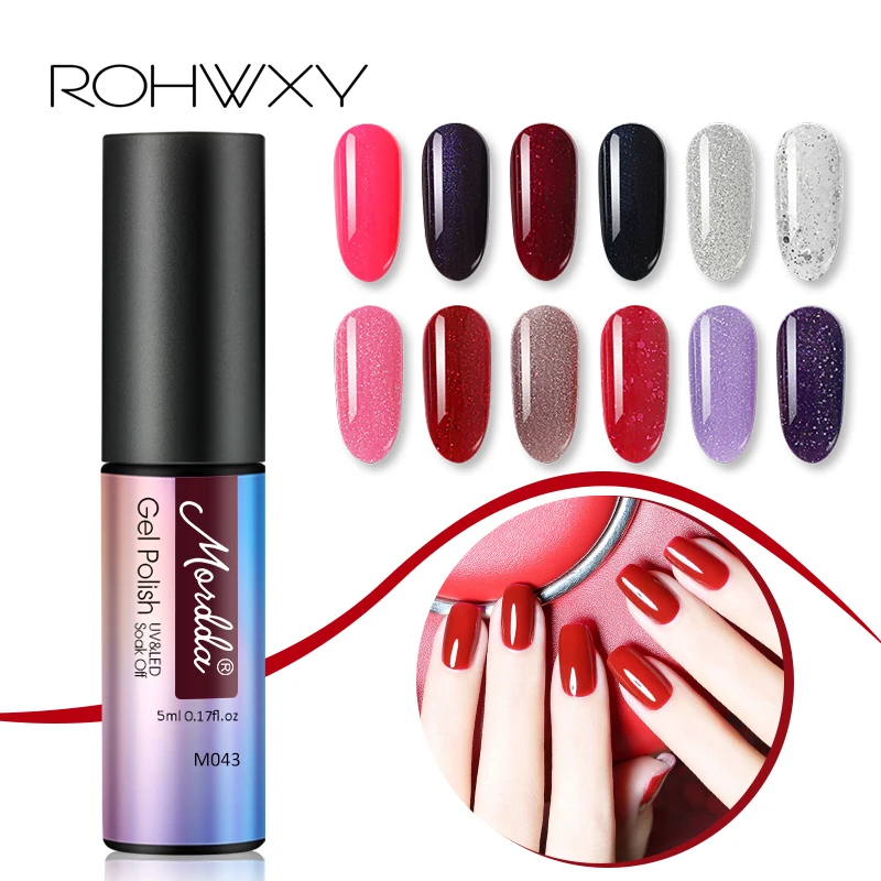 ROHWXY 5 мл УФ Гель-лак блеск для ногтей Гибридный гвоздь полигель Vernis Полупостоянный УФ-гель блесток Лаки Гель-лак для ногтей