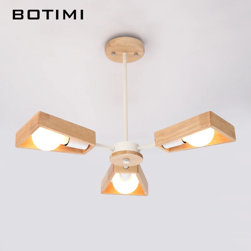 BOTIMI Lustre деревянная люстра Lustres para sala de jantar E27 светодиодный регулируемый подвесной светильник деревянная столовая осветительная арматура