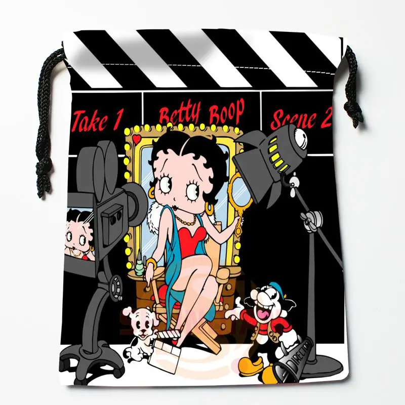 Новая сумка для хранения с принтом Betty Boop, 27x35 см, сатиновые сумки со шнурками, компрессионные сумки, индивидуальные подарки для вашего образа - Цвет: 4