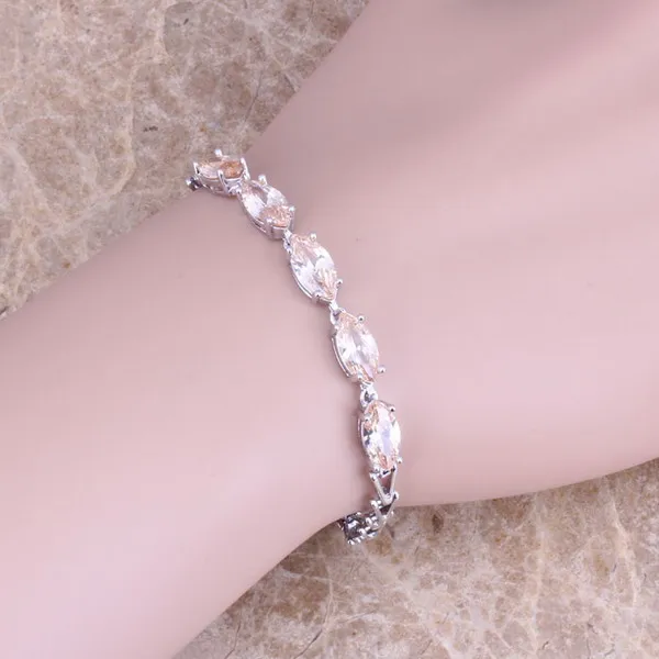 Чистый коричневый посеребренный браслет цепочка из морганита 7 дюймов S0333|bag