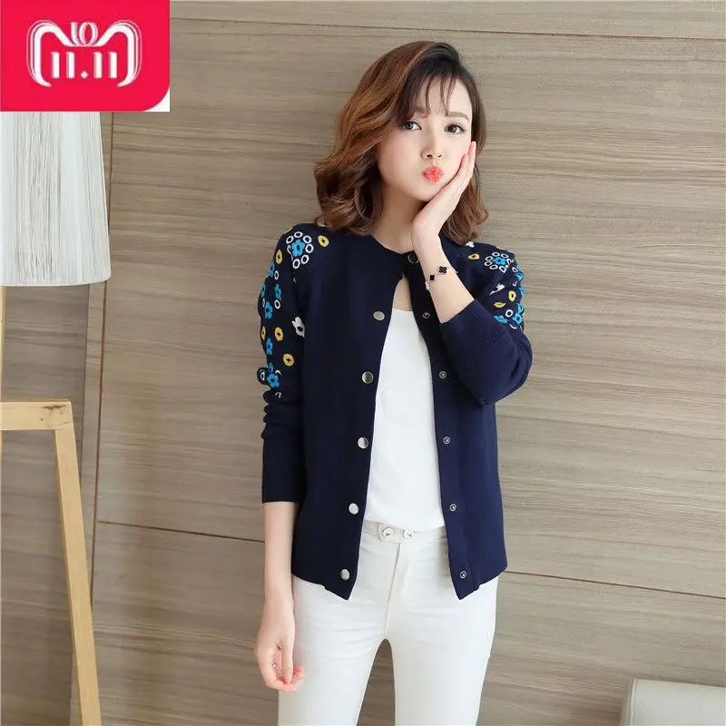 

OHCLOTHING 4395 -2021 New Autumn and winter women's cashmere embroidered thick cardigan loose jacket women's knit top 43