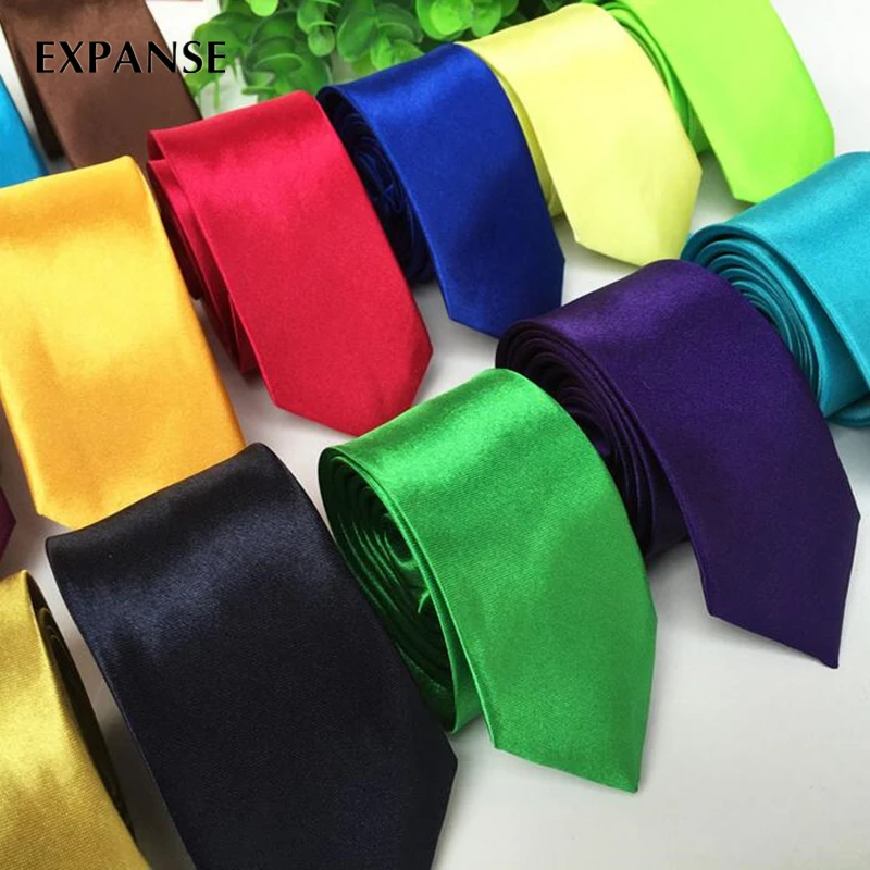 Fashion Slim Narrow Ties For Men/Women Skinny Solid Color Satin 5cm Gorgeous Dancers Neckties Free Shipping | Аксессуары для
