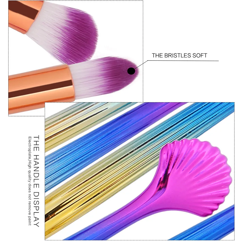 6pcs women new fashion shell shape professional Makeup Brush foundation Blusher EyeShadow Cosmetic Brushes tools brochas pinceis | Красота и