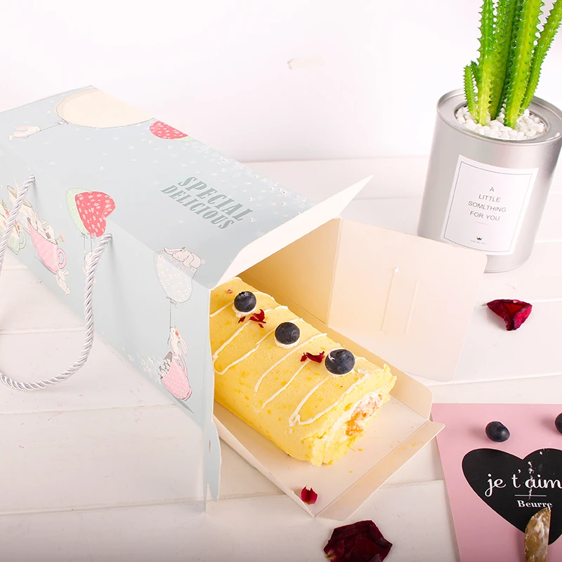 5 шт. бумажная коробка для торта с ручками hello rabbit упаковка еды свадебная