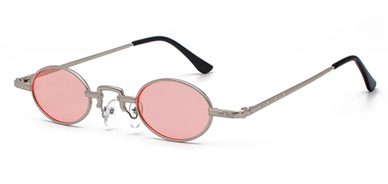 silver with pink Peekaboo, маленькие круглые солнцезащитные очки для женщин, Ретро стиль, золотая металлическая оправа, Винтажные Солнцезащитные очки для мужчин, унисекс, красные, черные, УФ 400 - Цвет линз: silver with pink