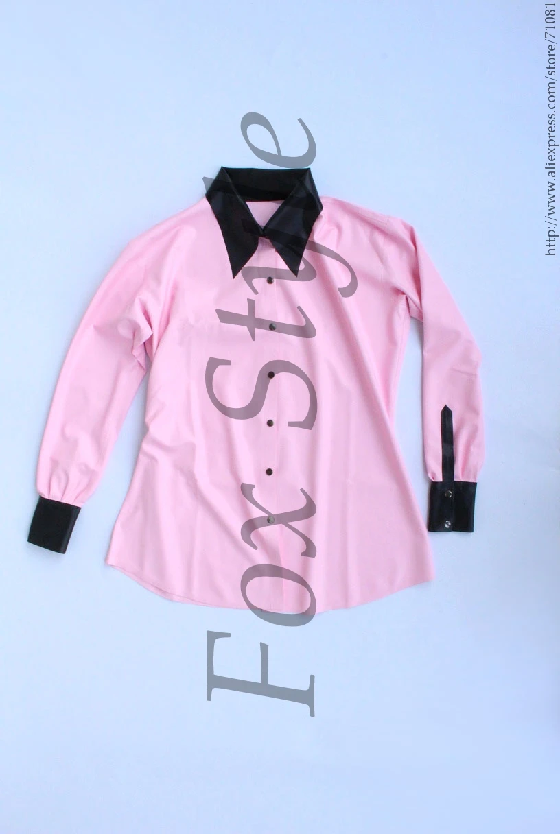 Латексная блузка розового цвета с черной отделкой|latex blouse|blouse blousepink blouse |