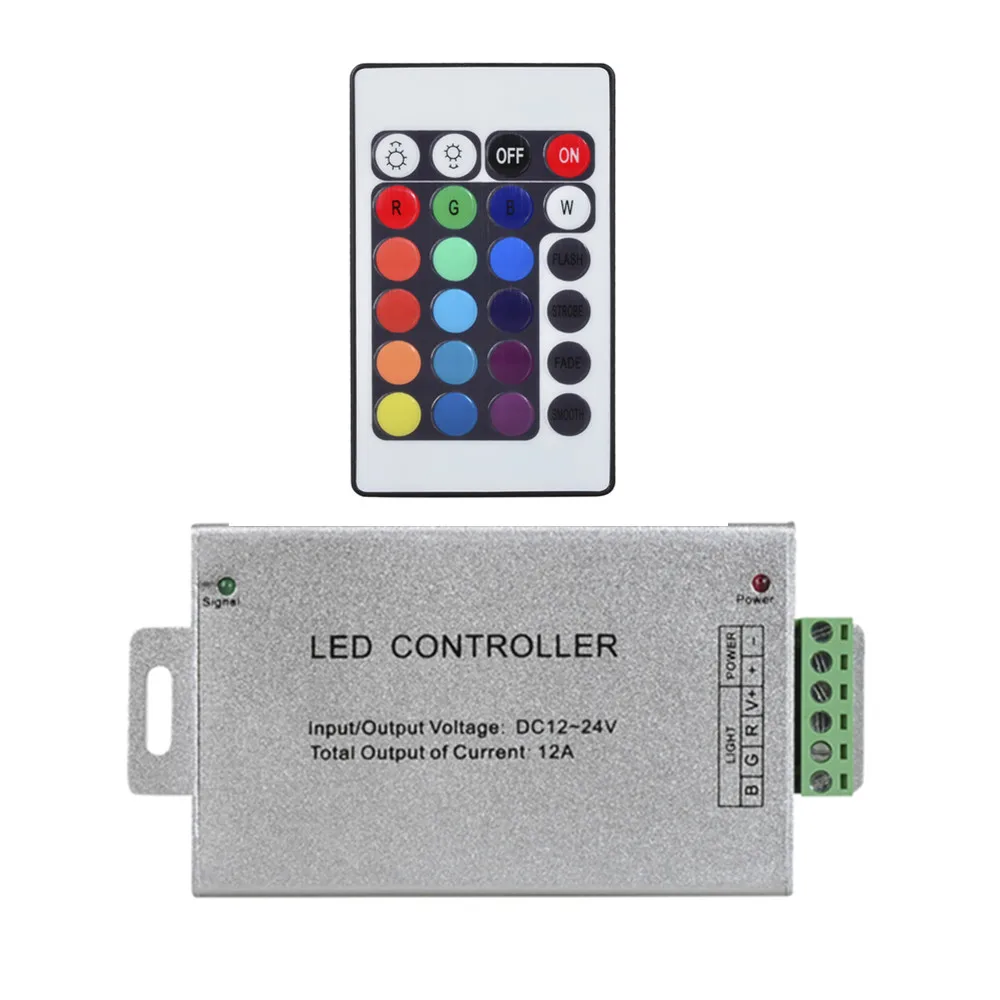 Контроллер RGB для светодиодных лент SMD 3528 5050 RGB|24key ir remote controller|led rgb controllerrgb controller |