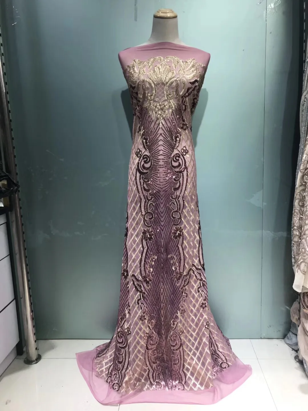 

Sequins Lace Fabric High Quality Latest African Lace Fabric Wedding Tulle Lace Fabric French Nigerican Embroidered JL063
