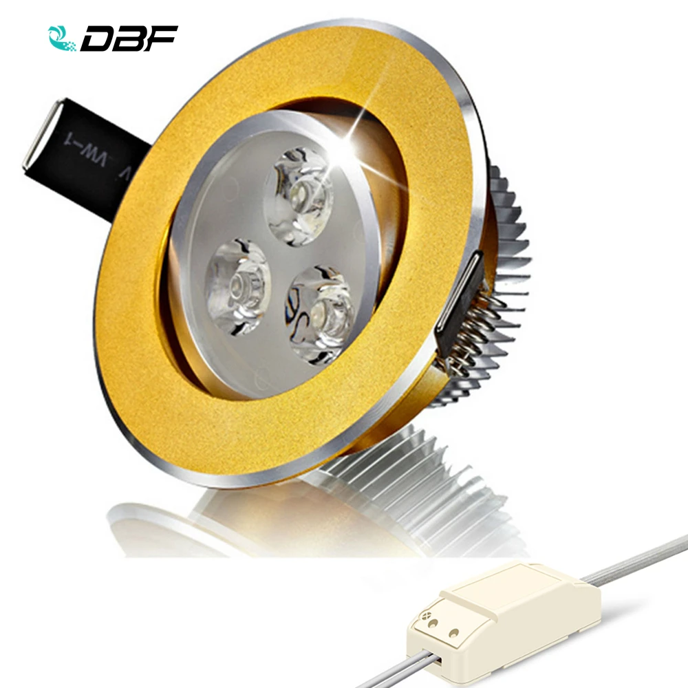 

[DBF]Dimmable Gold Body 3W 4W 5W 7W 9W 12W Angle Rotatable LED Recessed Downlight AC90-265V LED Ceiligng Spot Light for Kitchen