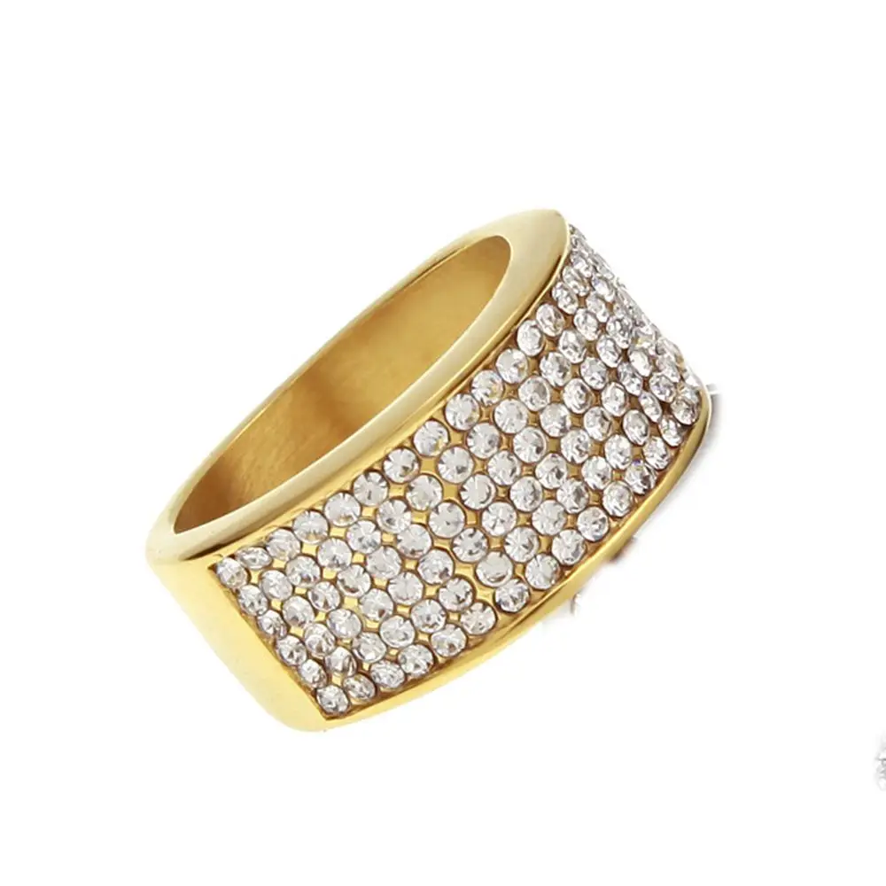 Blingbling кольцо из нержавеющей стали 5 рядов циркония обручальное мужское в стиле