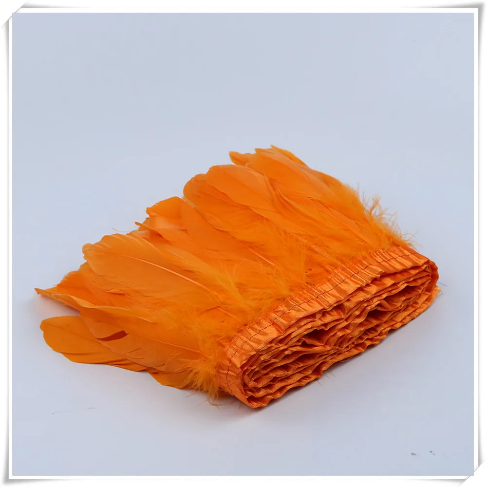 2 ярдов Оранжевый гусиный пух отделка Природа 10-15 см бахрома полосы Планки платье