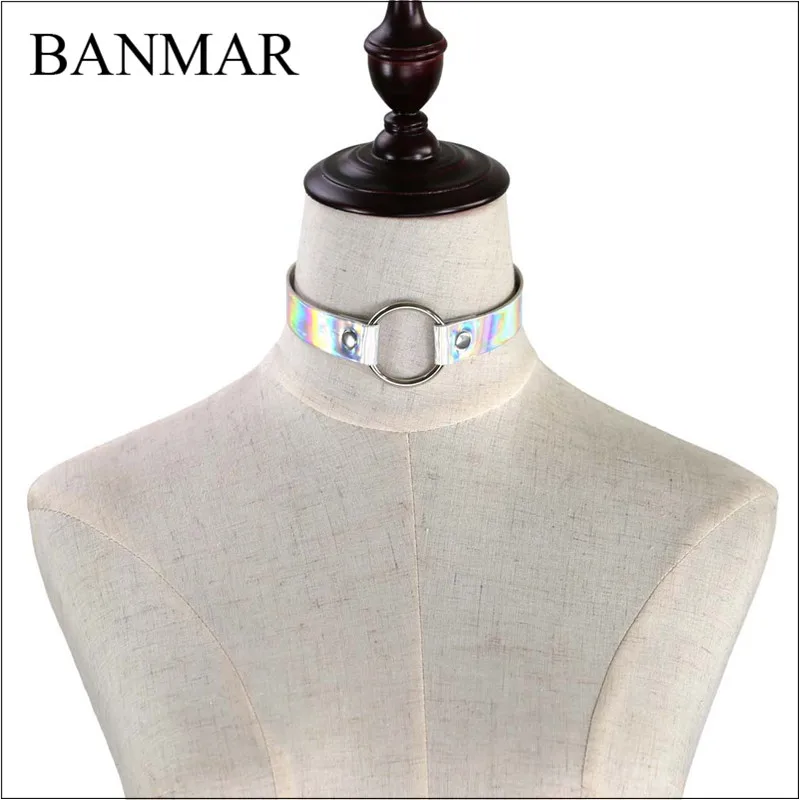 BANMAR 4 Colors Harajuku Trend Punk Laser PU Leather Chocker Choker Round Collar Necklace Party Female Gifts | Украшения и