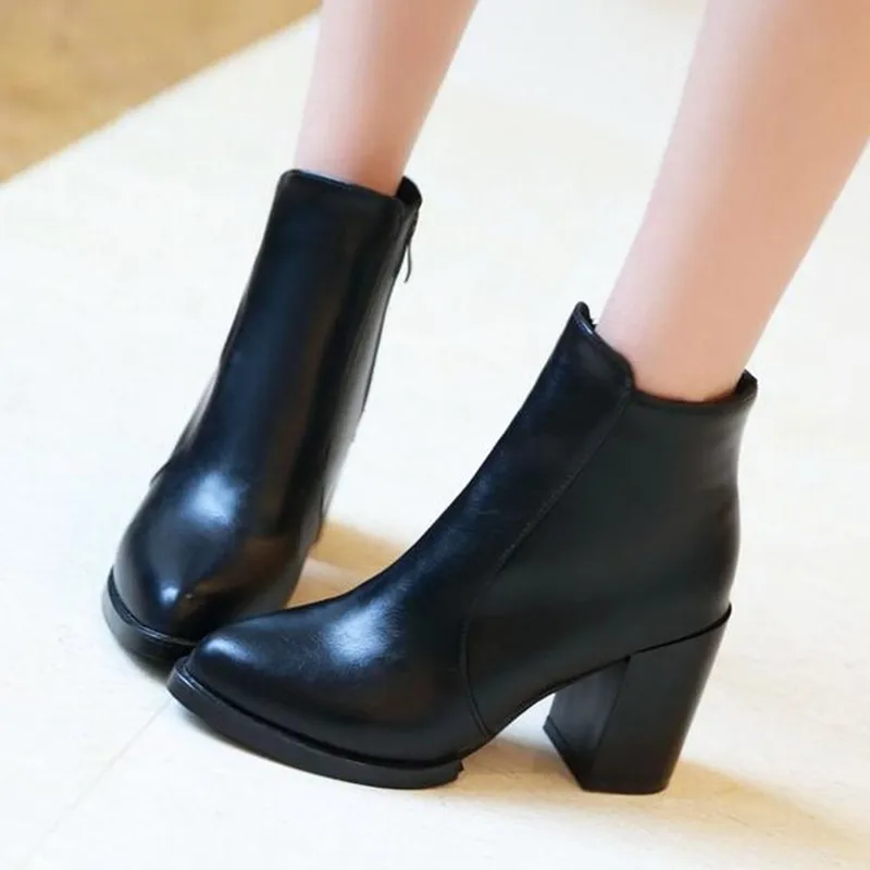 

New style of winter and autumn short pointed high heel short boots fashionable temperament and velvet women boots