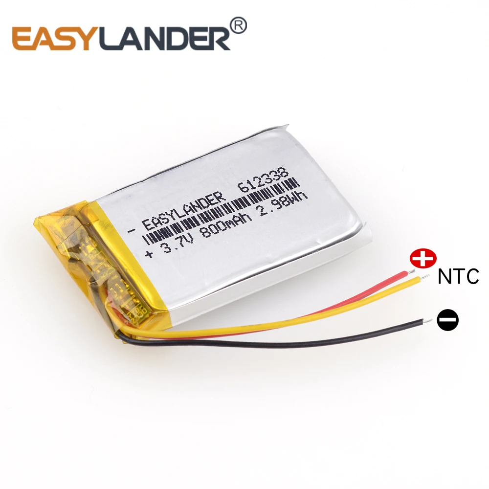 612338 3 7 V 800mAh перезаряжаемый литий полимерный аккумулятор для игрушек millet GPS TEXET FHD