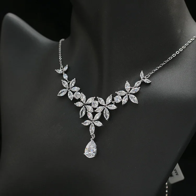 SLBRIDAL медные свадебные с кубическим Цирконом комплект ювелирных изделий для