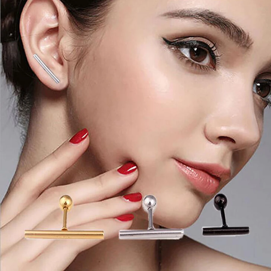 2 шт модные серьги 3 размера из нержавеющей стали линейные моделирования
