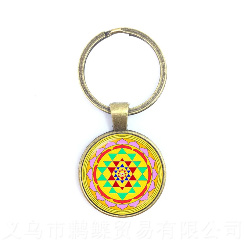 Indian Lucky Flower Jewelry Religious Mandalas Vintage Key Chains Zen Charms Glass Cabochon Keyring OM Yoga Jewerly Gift | Украшения и