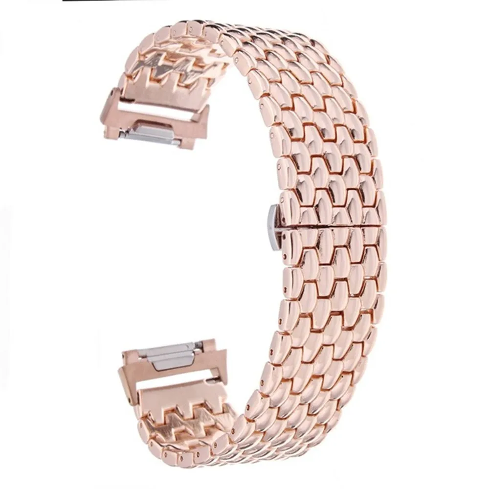 Rose gold Роскошный браслет из нержавеющей стали с ремешком на запястье для Fitbit Ionic Watch - Цвет: Rose gold