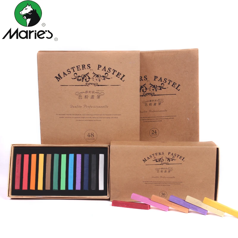 

Marie's Painting Crayons Soft Dry Pastel 12/24/36/48 Colors/Set Art Drawing Set Chalk Color Crayon Brush Stationery for Students