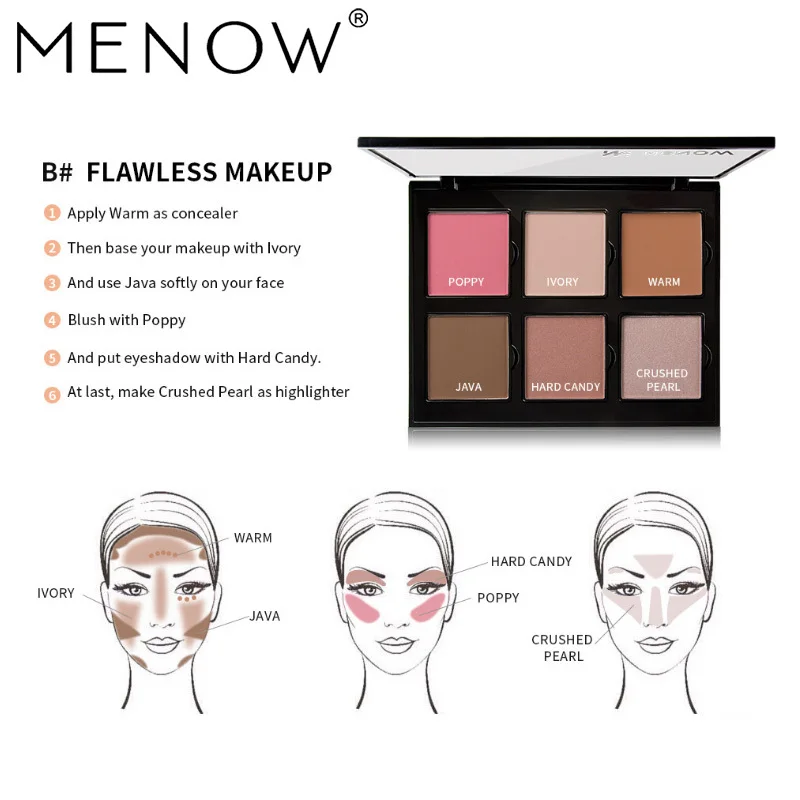 MENOW бренд Make up set Foundation и корректор Комплект маскирующая Жидкая основа и матовая помада и 6 Цвет Румяна Косметические kit5444