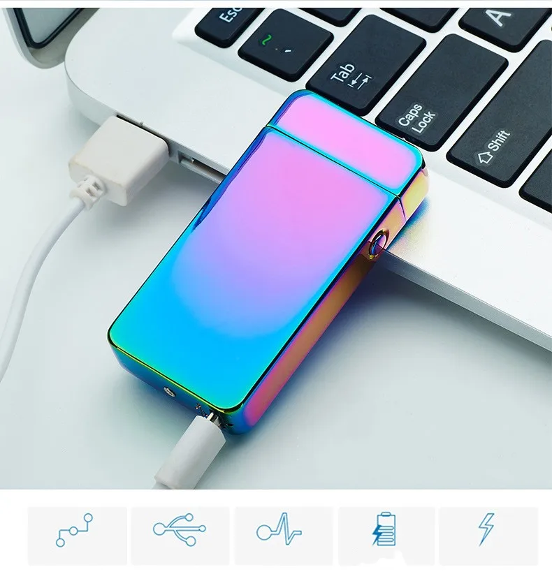Новинка электронные зажигалки для сигарет USB зарядка двойная дуга импульсный
