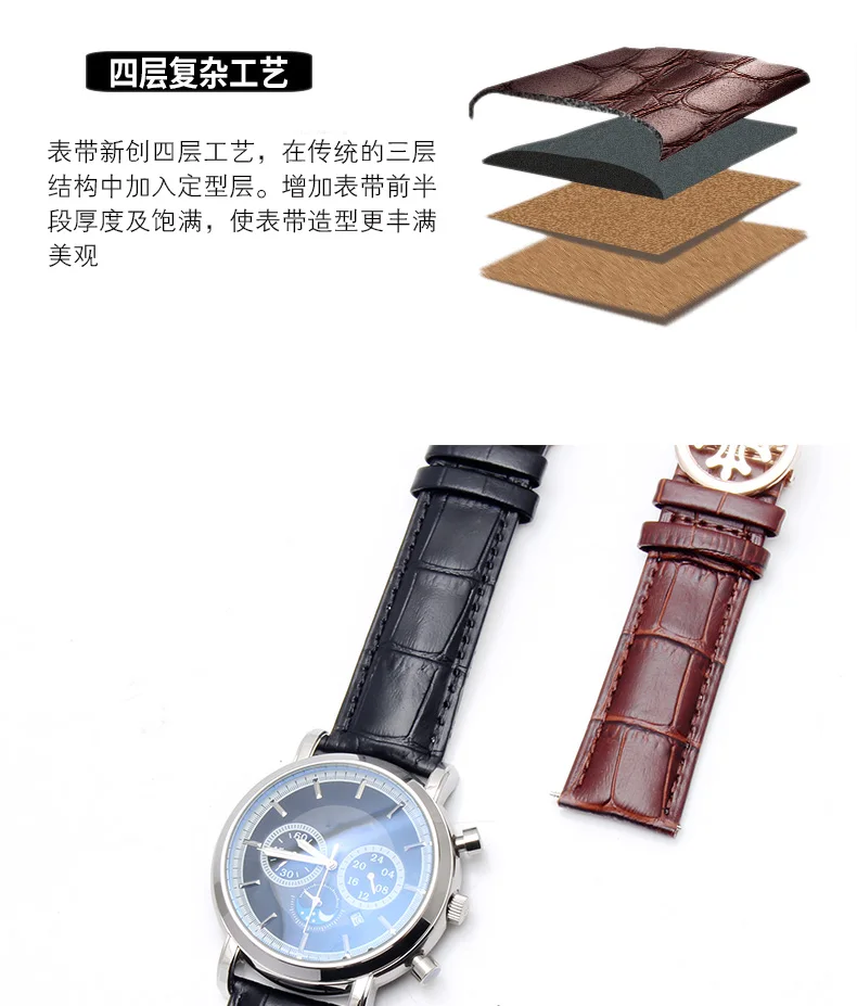 Оснащен patek philpe, кожаный мужской pp Складной бант, крокодиловый кожаный ремешок 19mm20mm21mm22mm