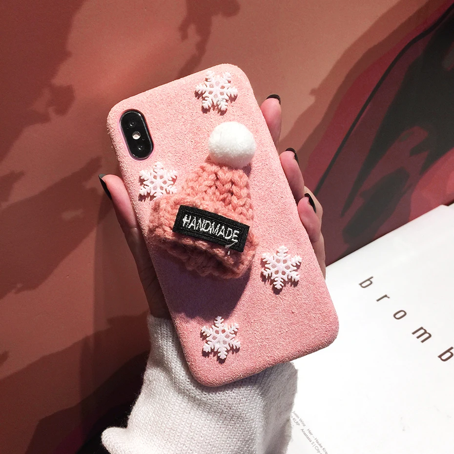 Qianliyao Рождество снежинка шляпа теплый плюшевый чехол для телефона для iPhone X XS чехол для Max XR для iPhone 6 6S 7 8 Plus 11 Pro Max чехол