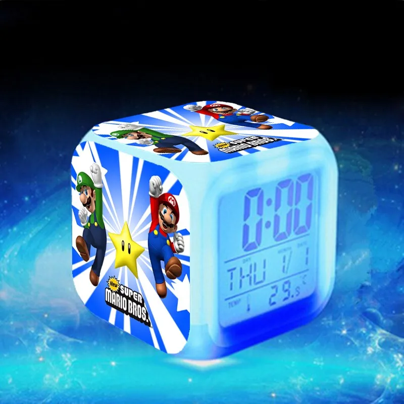 Супер Марио светодиодный Будильник reloj despertador Luigi часы Mario электронные настольные часы KLOK Сенсорное освещение часы Saat