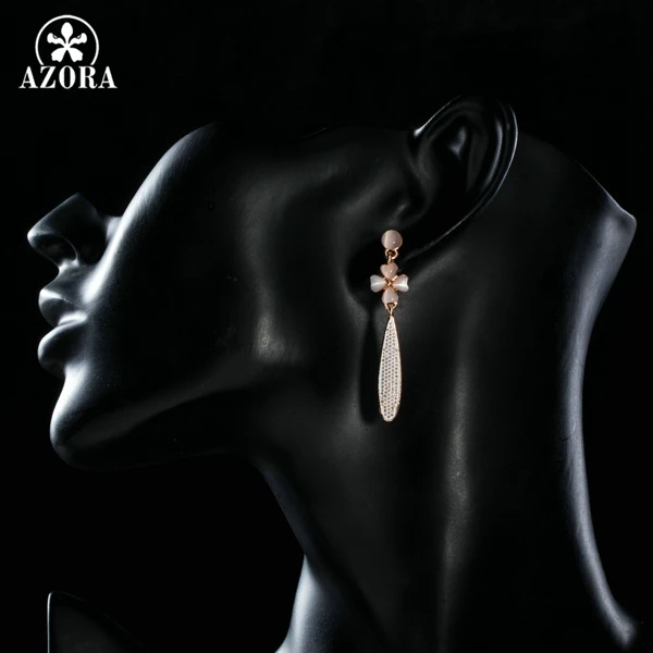Женские цветущие серьги кактус AZORA Fashion розового золота TE0215|earrings for|earrings fashionearrings