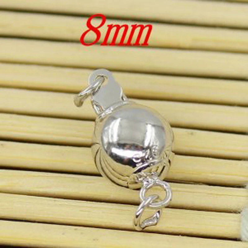 10 мм покрытого родием шарообразный 925 пробы серебряная застежка|silver clasp|925 sterling
