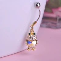rhinestone gold frog prince piercing belly button navel ring belly surgical steel jump rings button accessories 16g 1 2mm bar